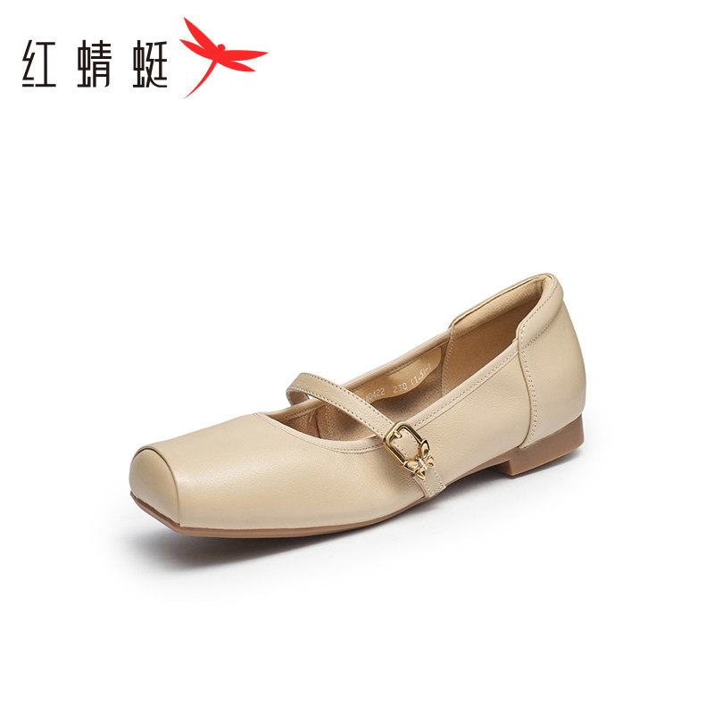 红蜻蜓玛丽珍鞋女新款春夏女鞋百搭单鞋尖头低跟小皮鞋 断码清仓