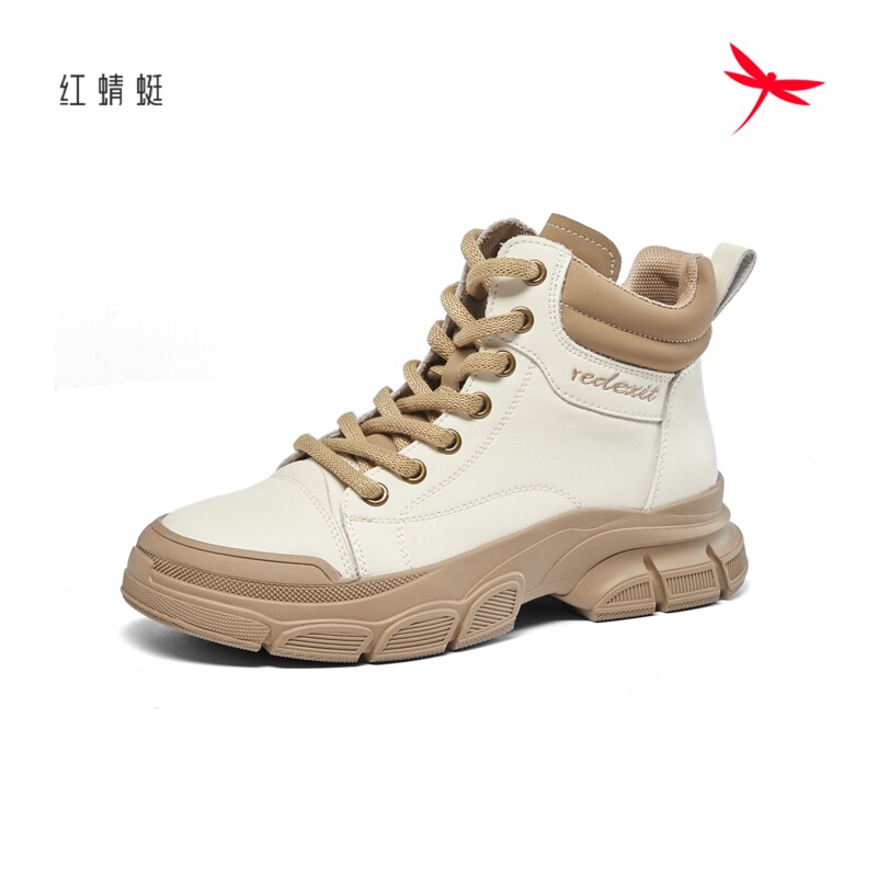 红蜻蜓马丁靴秋冬新款女鞋真皮