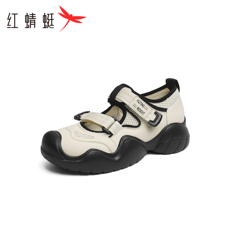 红蜻蜓女鞋新款粗跟复古单鞋学院风乐福鞋高跟厚底配裙子断码清仓