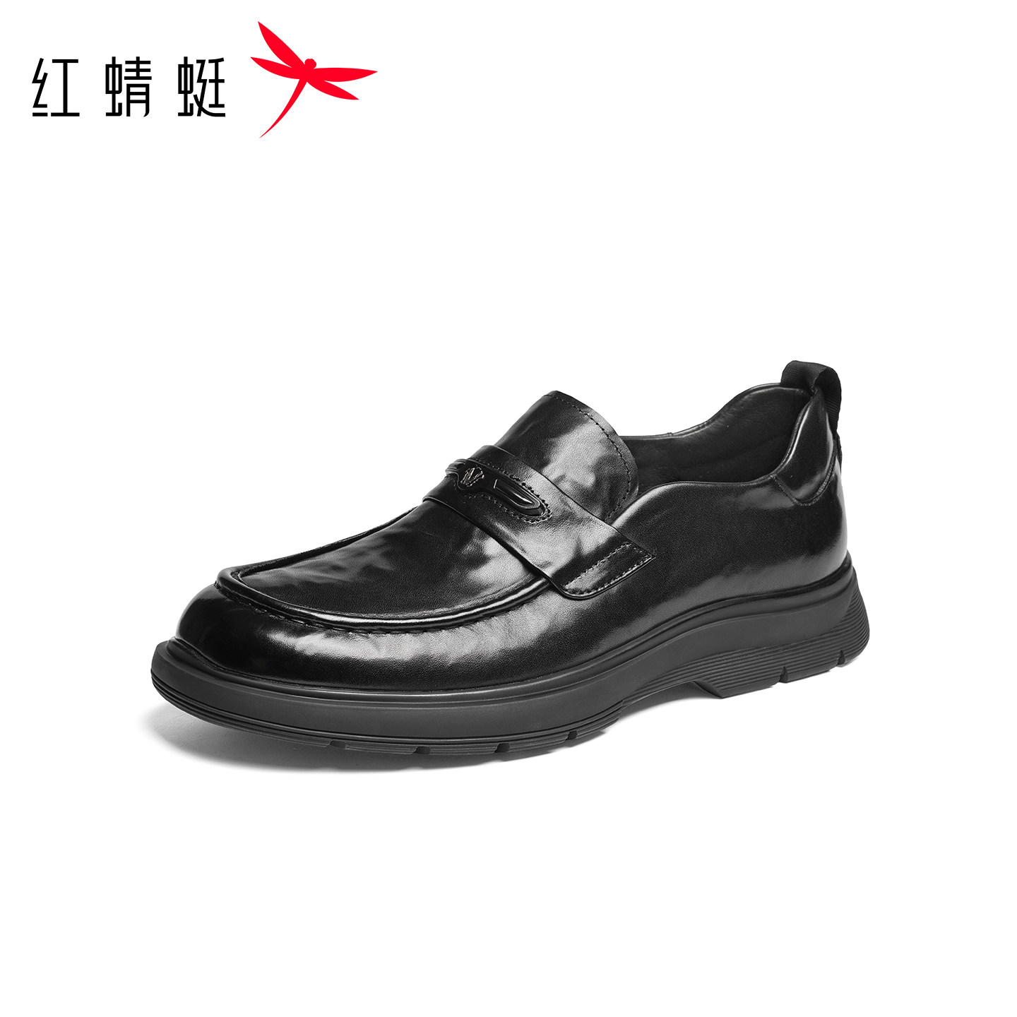 红蜻蜓男鞋真皮休闲乐福鞋一脚蹬软底豆豆鞋商务皮鞋男断码清仓