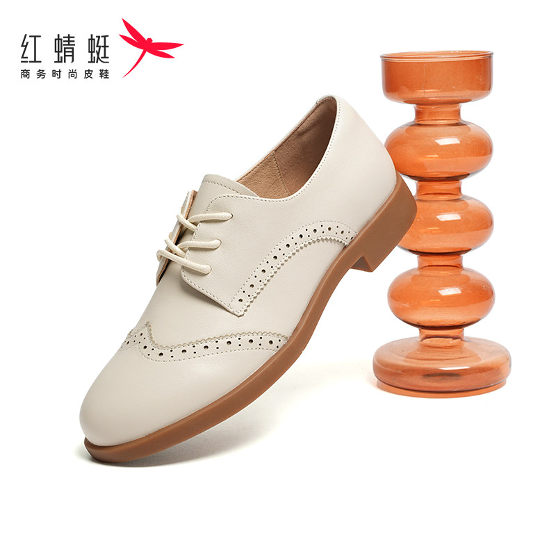 红蜻蜓女鞋秋冬鞋子女士休闲平底软底皮鞋单鞋女真皮妈妈断码清仓
