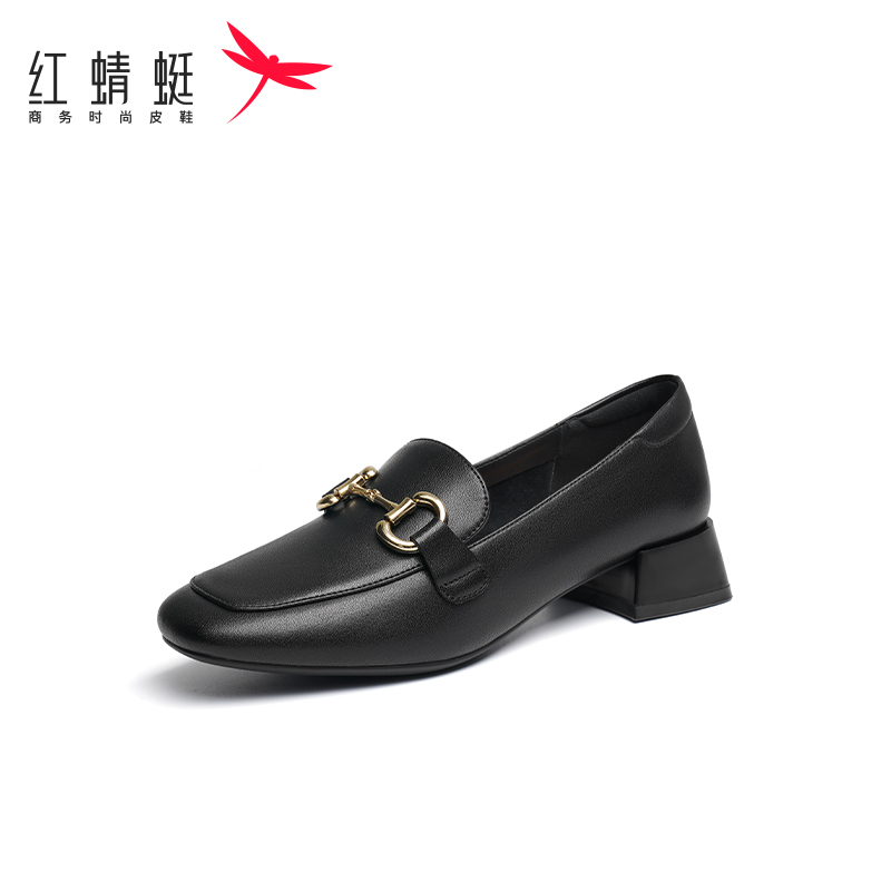 红蜻蜓气质粗跟玛丽珍女鞋新款小方头通勤不累脚浅口单鞋断码清仓