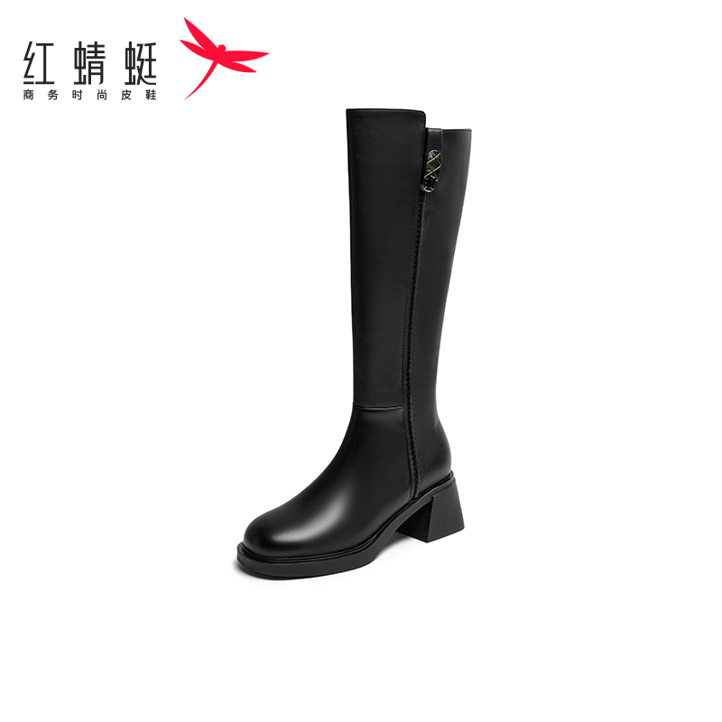 红蜻蜓长筒靴女正品女靴英伦骑士靴长靴高筒靴女鞋子 断码清仓