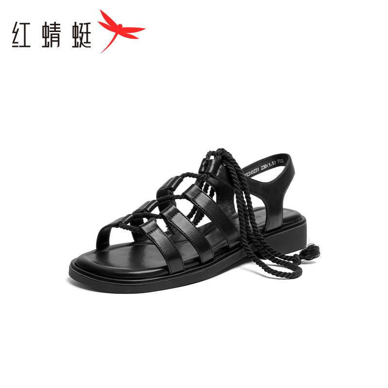 红蜻蜓平底凉鞋女款夏季女鞋厚底妈妈鞋舒适凉拖鞋子软底断码清仓