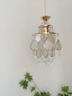 茶栗法式中古贝壳水晶吊灯美式复古走廊装饰入户卧室床头飘窗米家