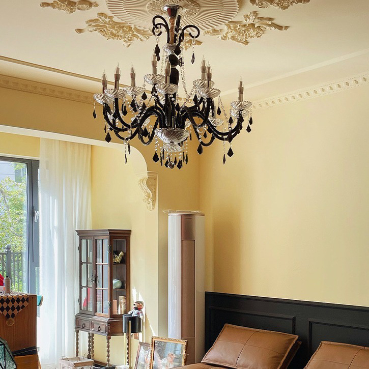 茶栗法式复古客厅奶油风楼梯餐厅店铺欧式中古卧室南洋风黑色吊灯