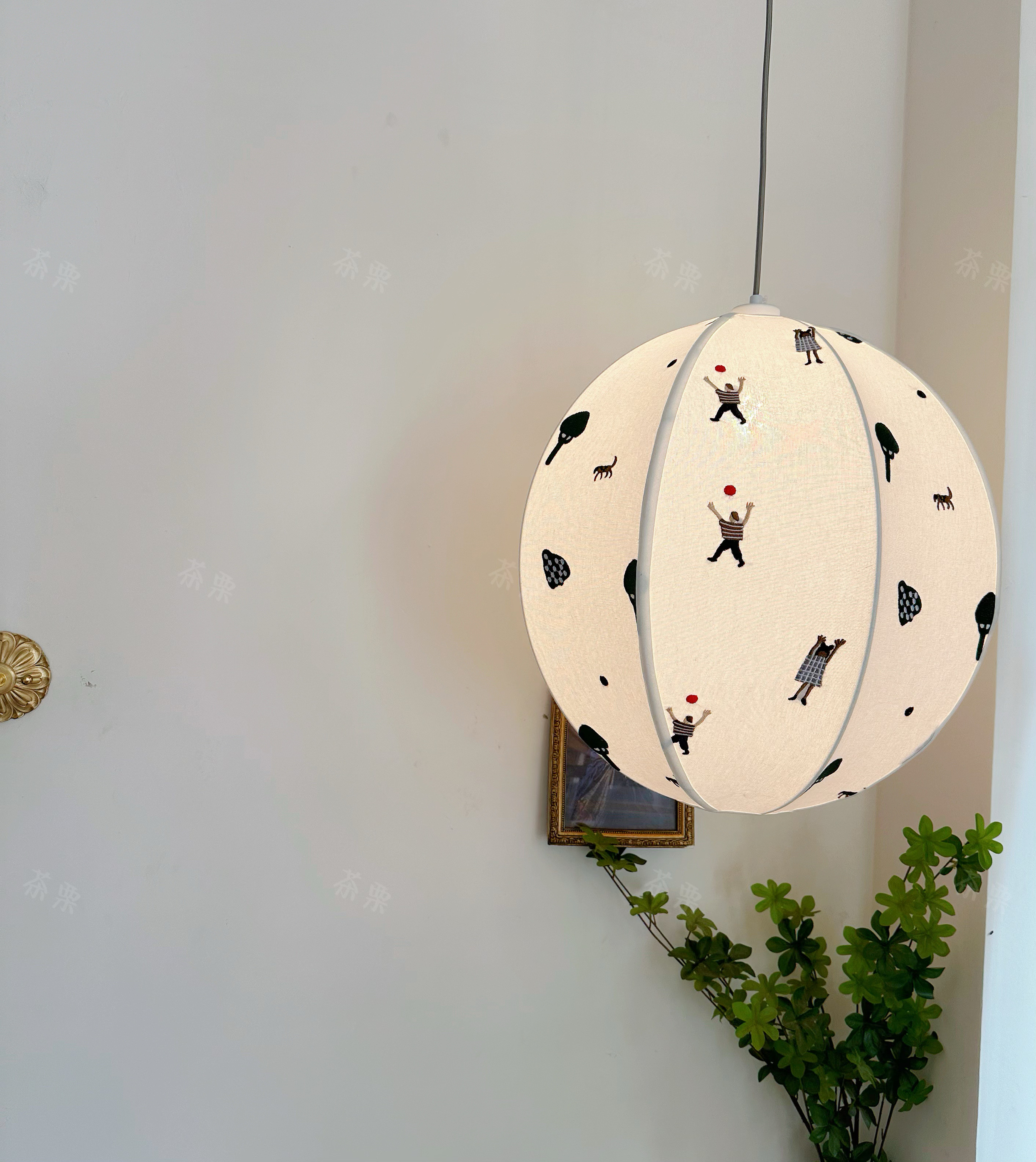 刺绣布艺park公园儿童卧室吊灯