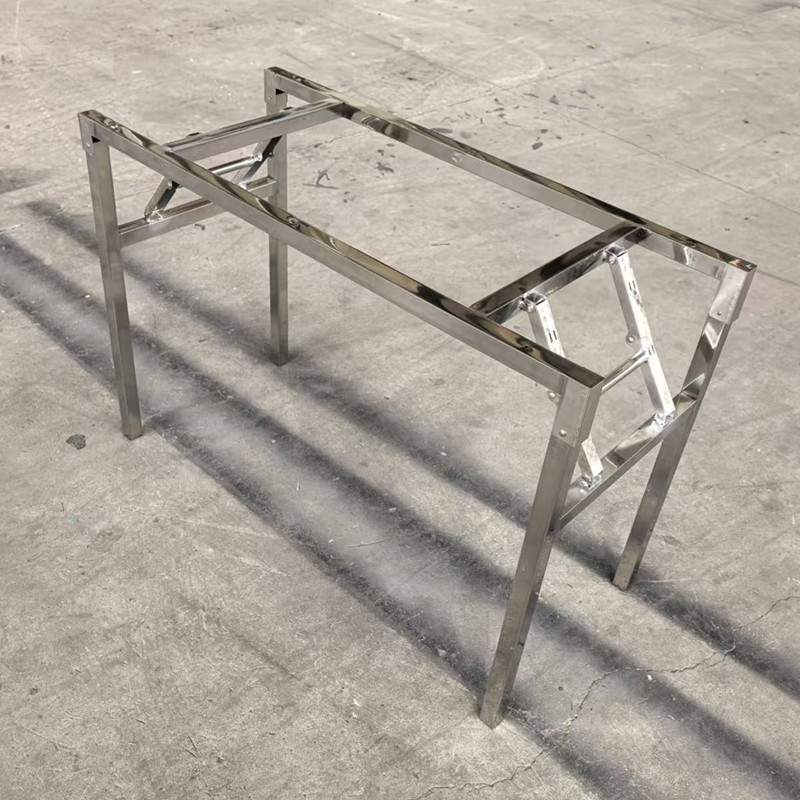 不锈钢折叠架子桌腿单层可折叠支架简易培训折叠餐桌脚不锈钢花架