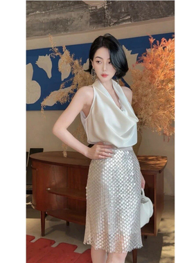 LYXJ【艾米莉小姐】2026夏新款小众设计人鱼姬色亮片半身裙13289