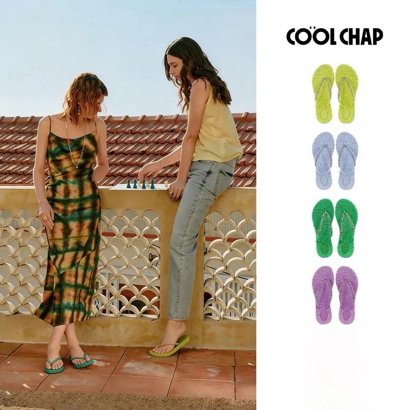 COOLCHAP编织彩虹蘑菇塔塔人字拖海边度假沙滩凉拖鞋CHAP酷奇外穿