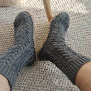 40软底防滑23.5厘米 毛线麻花纹38 外贸出口秋款 男女地板靴小尺码