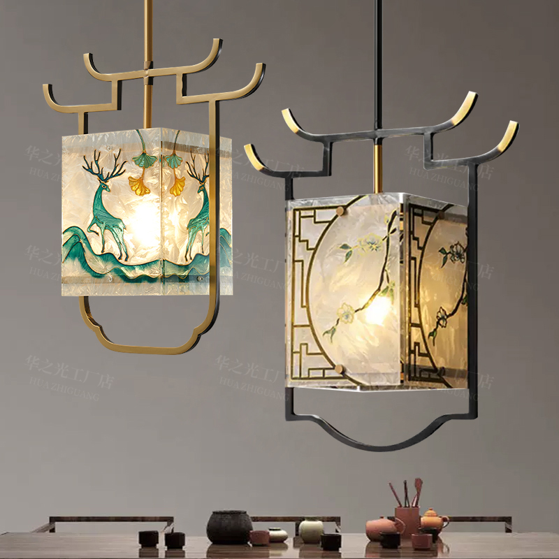 新中式中国风珐琅彩小吊灯禅意