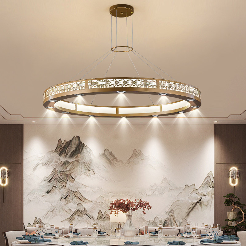新中式餐厅包间吊灯圆形创意酒楼饭店餐饮包厢吊灯菜馆包房客厅灯,家装灯饰光源,餐厅吊灯,淘宝优惠券,粉丝福利购,淘宝优惠卷