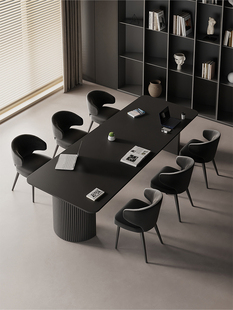 岩板会议桌长桌现代简约高级感大小型商务洽淡办公室长条桌椅组合