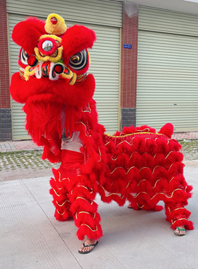 热卖3号佛山羊毛佛装红色狮醒南狮多个品种多个颜色佛山鼓锣镲