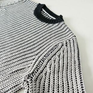 男款 外贸出口样衣 复古拼色粗线编织宽松圆领毛衣 棉线不扎