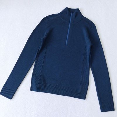 男款 小码 外贸出口样衣拼接针织拉链半高领修身毛衣 不扎