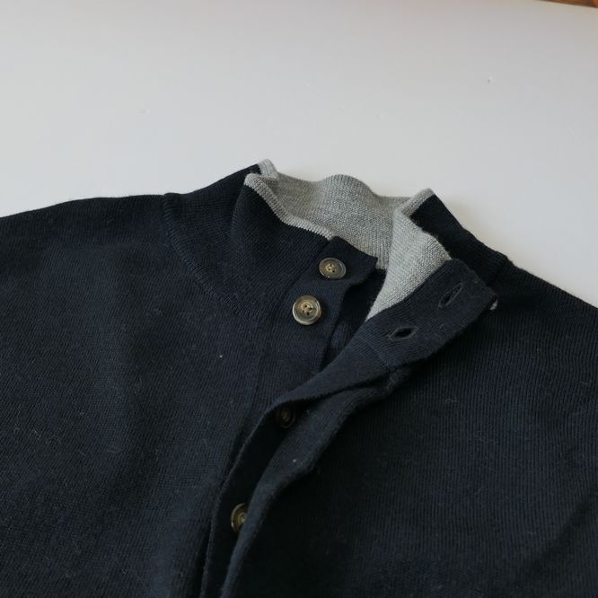 男款 外贸出口尾货复古可翻半高领薄款棉线衫针织衫 黑色