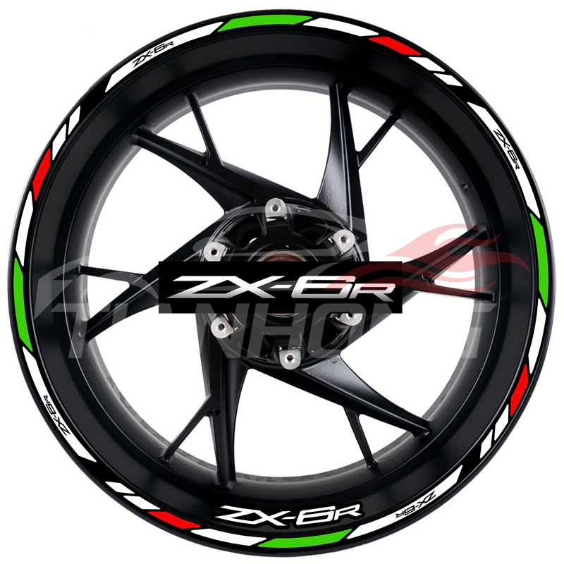 适用17寸机车川崎636 ZX-6R 轮毂个性改装车圈钢圈防水反光贴纸贴