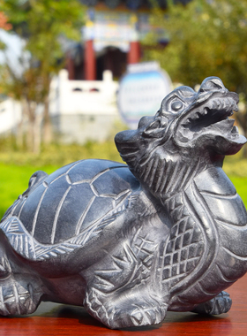 龙龟摆件招财镇宅石雕母子龙龟青石八卦龙头龟石头赑屃霸下石材龟