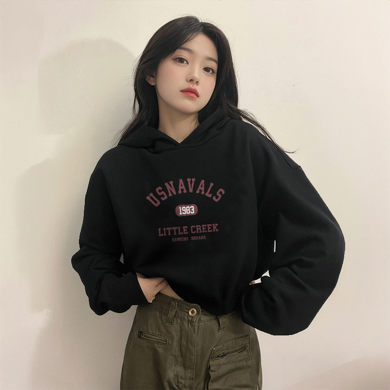 小个子短款卫衣女纯棉显瘦百搭女装长袖个性露脐多巴胺秋冬外穿