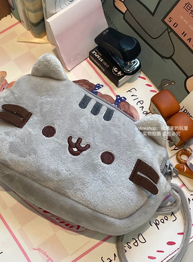 美国pusheen胖吉猫打盹猫可爱猫咪双层实用笔袋学生文具盒收纳包