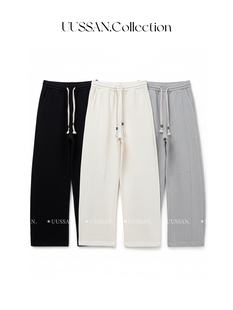 UUSSAN “高街冬日”高克重御寒绵羊毛立体裁剪弯刀裤基础卫裤