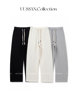 UUSSAN “高街冬日”高克重御寒绵羊毛立体裁剪弯刀裤基础卫裤