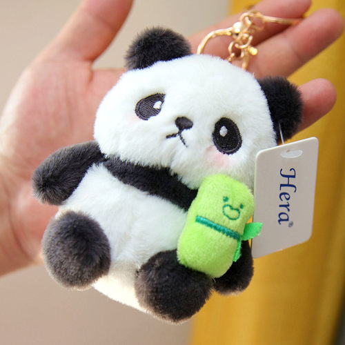 四川吃货竹子仿真熊猫公仔挂件