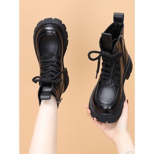 真皮大头马丁靴女2025新款秋季英伦风厚底时尚百搭加绒短靴显脚小