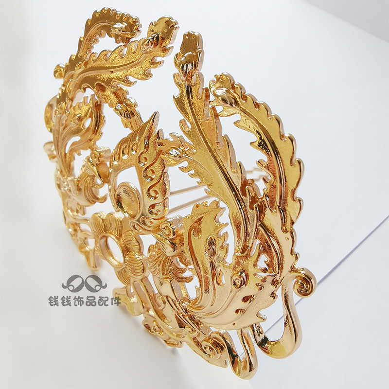 汉服头饰diy 火凤凰双凤发冠发钗发簪明制皇后凤冠秀禾新娘保色铜