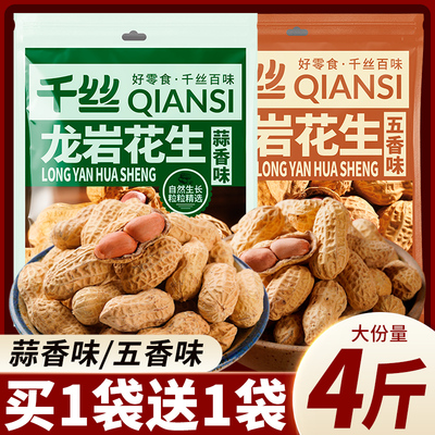 龙岩花生蒜香五香味酥脆花生米带壳炒货年货解馋小零食袋装批发