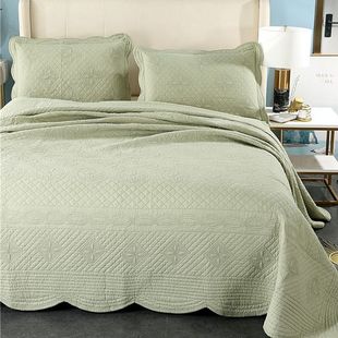 通用高档全棉绗缝被床单 纯棉床盖三件套四季 夏季 轻奢简约2022新款