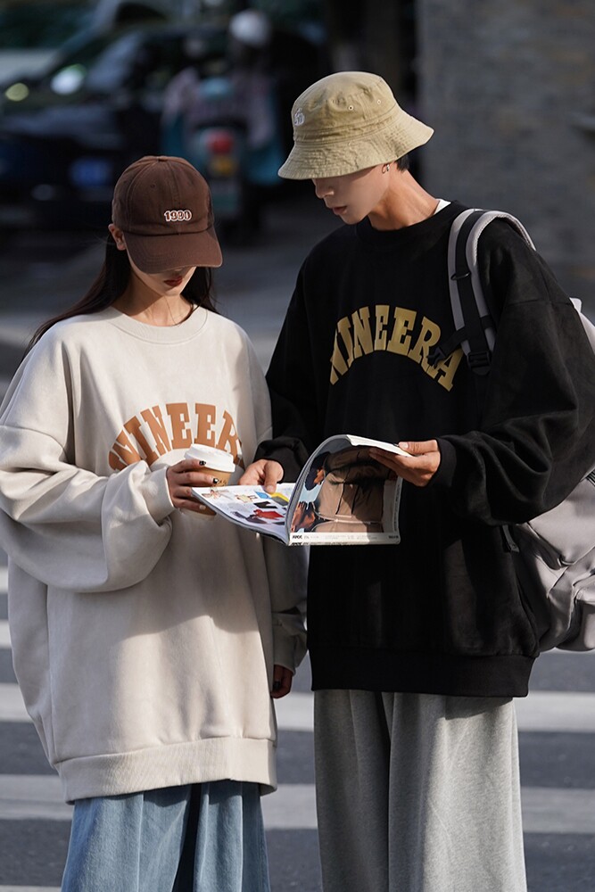 cityboy街拍情侣装秋装2022宽松圆领卫衣上衣外套潮D217P48男类,女装短外套,电商A335-1（原A458）