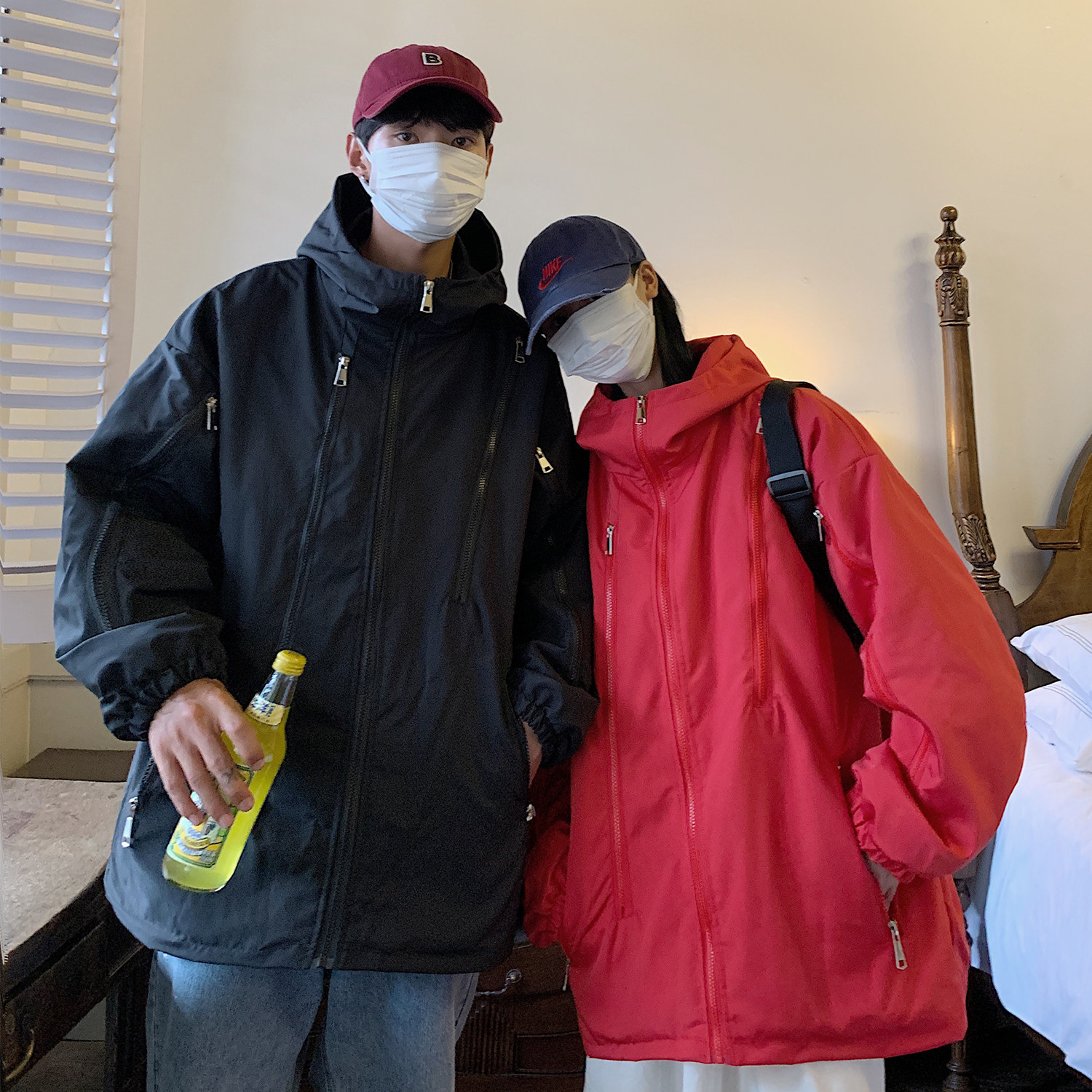 主推情侣装秋冬新款加厚夹棉连帽冲锋衣外套棉服D228P118女类,男装夹克,电商A335-1（原A458）