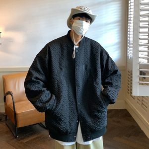 港风秋冬字母绣花加厚夹棉棒球服宽松百搭外套潮D227P118男类