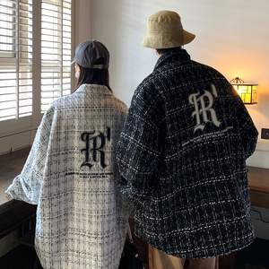 情侣装秋装小香风字母刺绣夹克宽松潮立领外套男D225 P108 男类图片