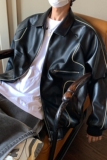 2026秋装新款美式翻领机车服皮夹克潮宽松外套D216P108男类，男装夹克，电商A335-1（原A458）