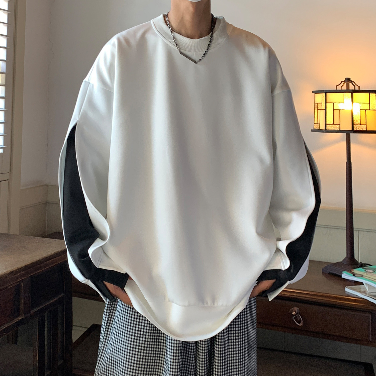 2022潮秋装新款港风卫衣假两件宽松外套上衣潮D219P58男类,女装短外套,电商A335-1（原A458）