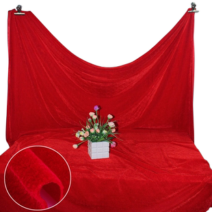 红布结婚喜事红布布料加厚红色金丝绒布料面料会议办公桌红色幕布