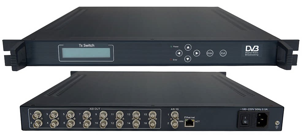 胜天工CEL-2213码流切换器2路ASI输入自动手动切换到16路ASI输出