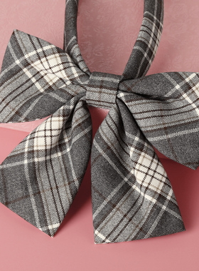 jk领结女衬衫胸前配饰领花灰色格子蝴蝶结水手服毕业照ins学院风