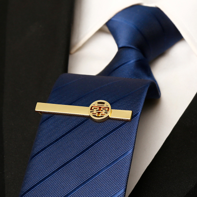 男士免打结拉链式蓝色条纹领带