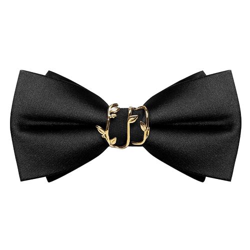 领结婚礼男结婚新郎伴郎男士西装衬衫纯红色连理枝双层黑色蝴蝶结