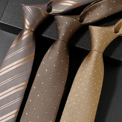 男士领带高级感复古咖啡棕手打