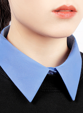新款秋冬百搭蓝色假领子女配饰内搭商务型银行职业衬衫假衣领装饰