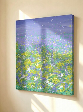 无框画fridaoc 莫兰迪紫色花海高级感北欧卧室床头客厅装饰画挂画