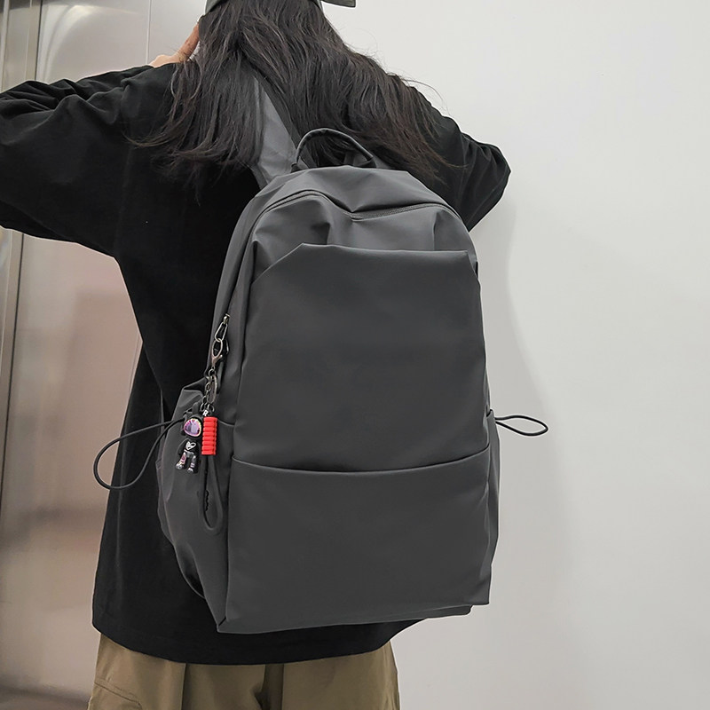 港风复古双肩包女2024新款时尚潮流大学生背包男简约初高中生书包