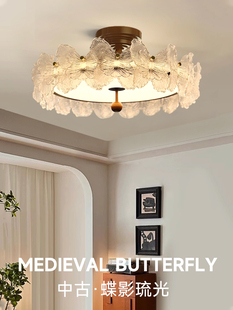 红色产品爱佳法国中世纪风格 卧室吸顶灯覆古无障碍豪华水晶蝴蝶护