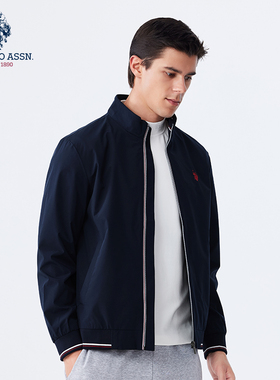 USPA夹克男中老年爸爸立领外套2024春秋季款秋装商务休闲男士外套